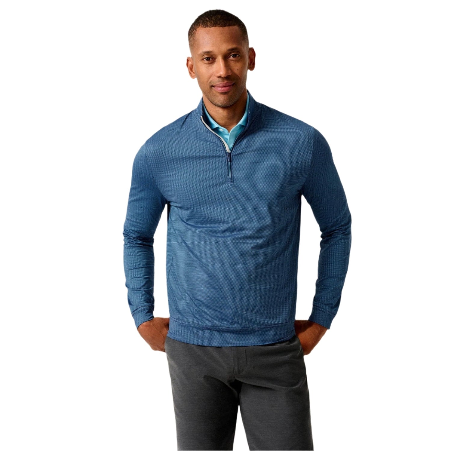johnnie-O 01. MENS APPAREL - MENS HOODIES|SWEATERS - MENS PO Q ZIP Men's Jamie Jacquard Stretch 1/4-Zip Pullover NAVY MAHALO
