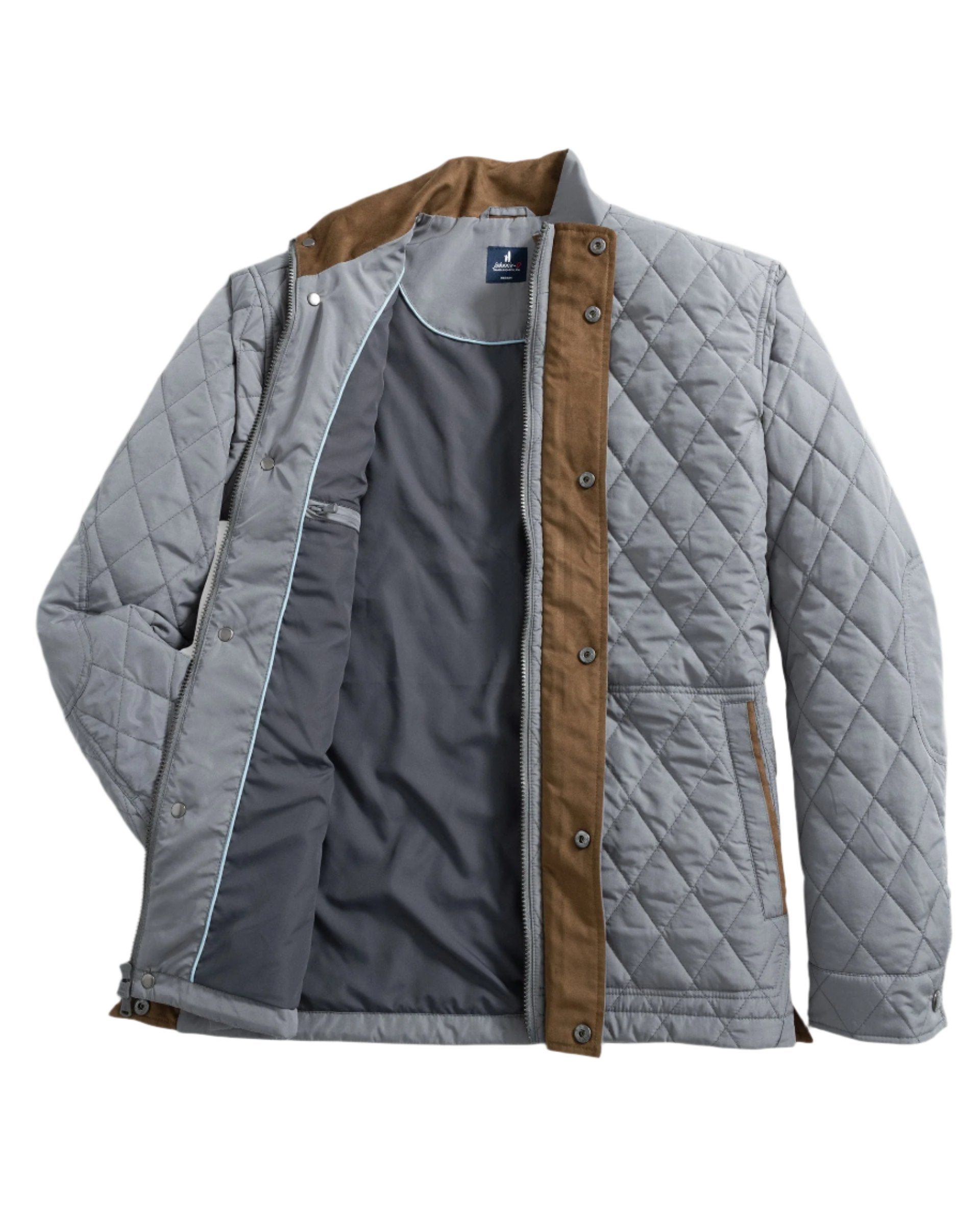 johnnie-O 01. MENS APPAREL - MENS JACKETS - MENS JACKETS INSULATED Men's Juno Quilted Snap Jacket CONCRETE