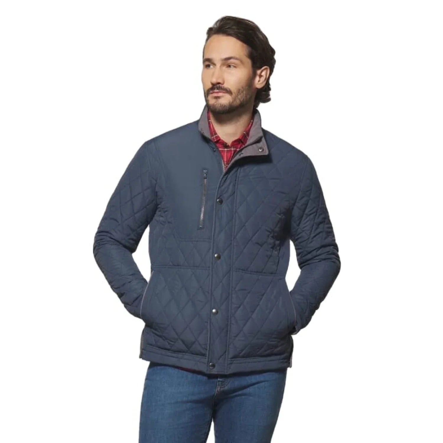 johnnie-O 01. MENS APPAREL - MENS JACKETS - MENS JACKETS INSULATED Men's Juno Quilted Snap Jacket NAVY