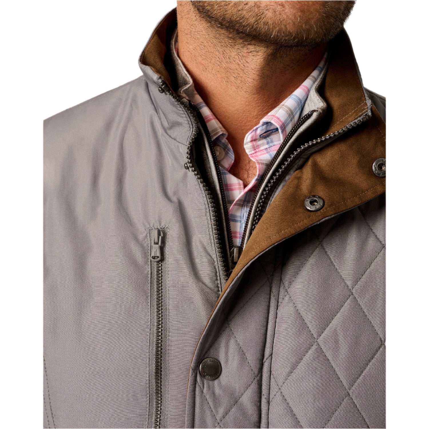 johnnie-O 01. MENS APPAREL - MENS JACKETS - MENS JACKETS INSULATED Men's Juno Quilted Snap Jacket CONCRETE