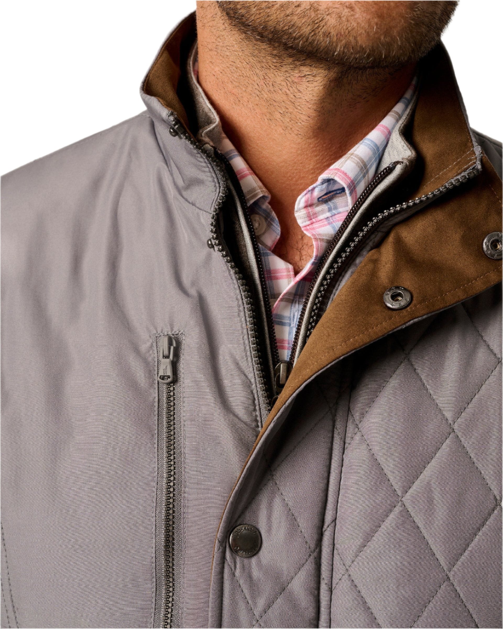 johnnie-O 01. MENS APPAREL - MENS JACKETS - MENS JACKETS INSULATED Men's Juno Quilted Snap Jacket CONCRETE