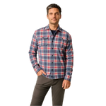 johnnie-O 01. MENS APPAREL - MENS LS SHIRTS - MENS LS BUTTON UP Men's Kaden Stretch Flannel Lodge Shirt LAGUNA BLUE