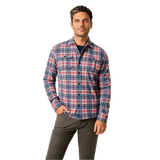 johnnie-O 01. MENS APPAREL - MENS LS SHIRTS - MENS LS BUTTON UP Men's Kaden Stretch Flannel Lodge Shirt LAGUNA BLUE