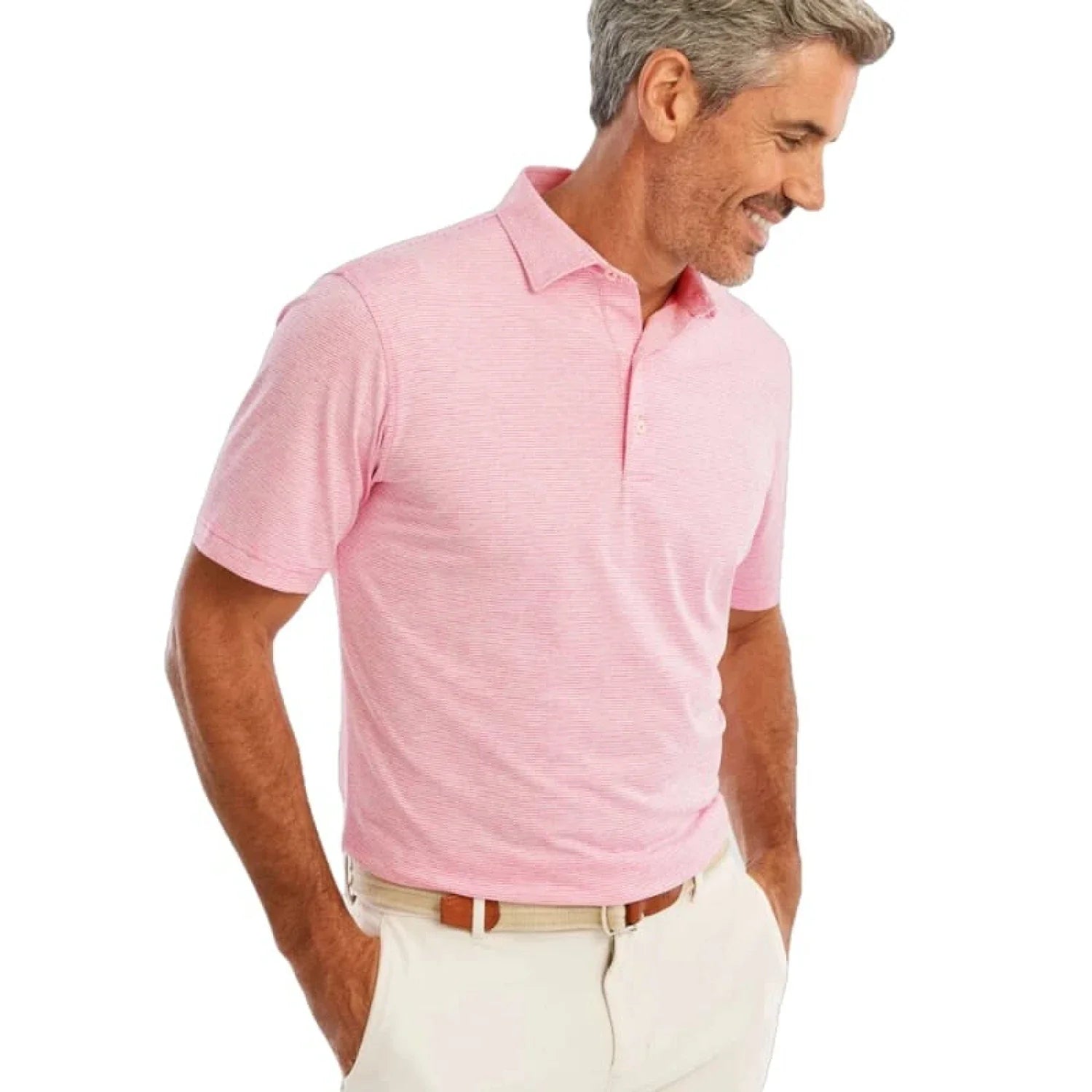 johnnie-O 01. MENS APPAREL - MENS SS SHIRTS - MENS SS POLO Men's Lyndon Striped Polo TAFFY