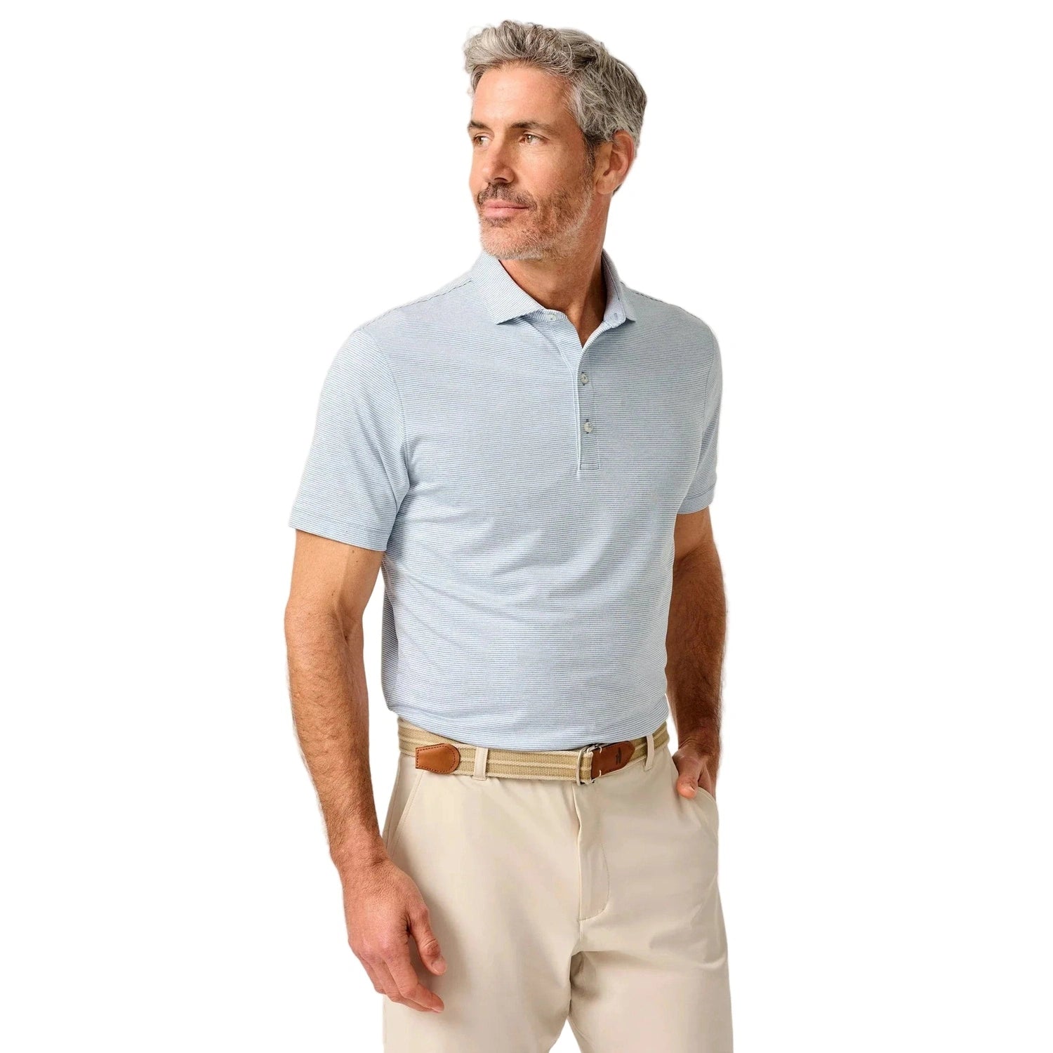 johnnie-O 01. MENS APPAREL - MENS SS SHIRTS - MENS SS POLO Men's Lyndonn Striped Polo TIDE