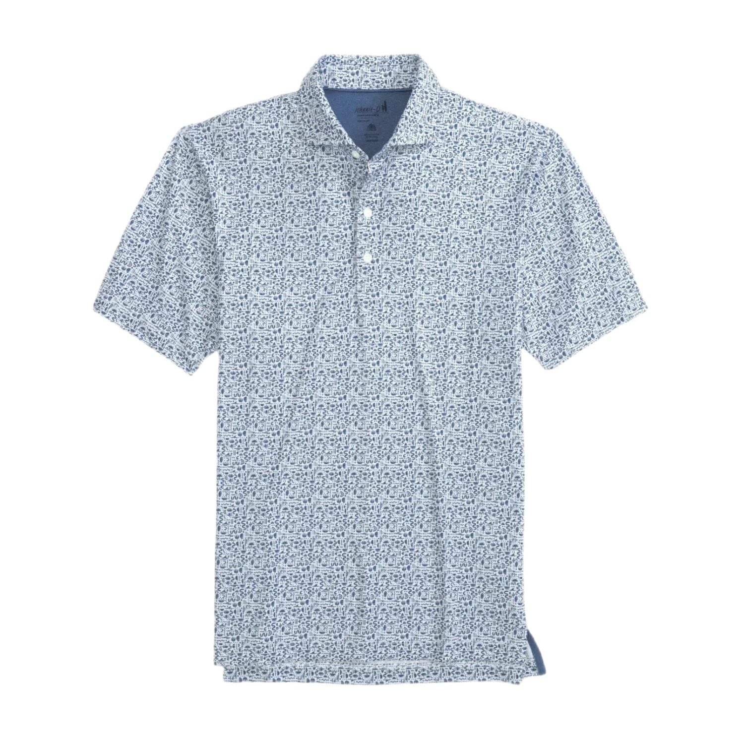 johnnie-O 01. MENS APPAREL - MENS SS SHIRTS - MENS SS POLO Men's Lynny Printed Jersey Performance Polo LAKE