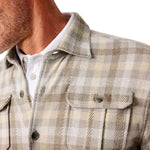 johnnie-O 01. MENS APPAREL - MENS LS SHIRTS - MENS LS BUTTON UP Men's Marcelo Plaid Flannel Knit Button-Up Shirt LIGHT GRAY