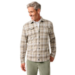 johnnie-O 01. MENS APPAREL - MENS LS SHIRTS - MENS LS BUTTON UP Men's Marcelo Plaid Flannel Knit Button-Up Shirt LIGHT GRAY
