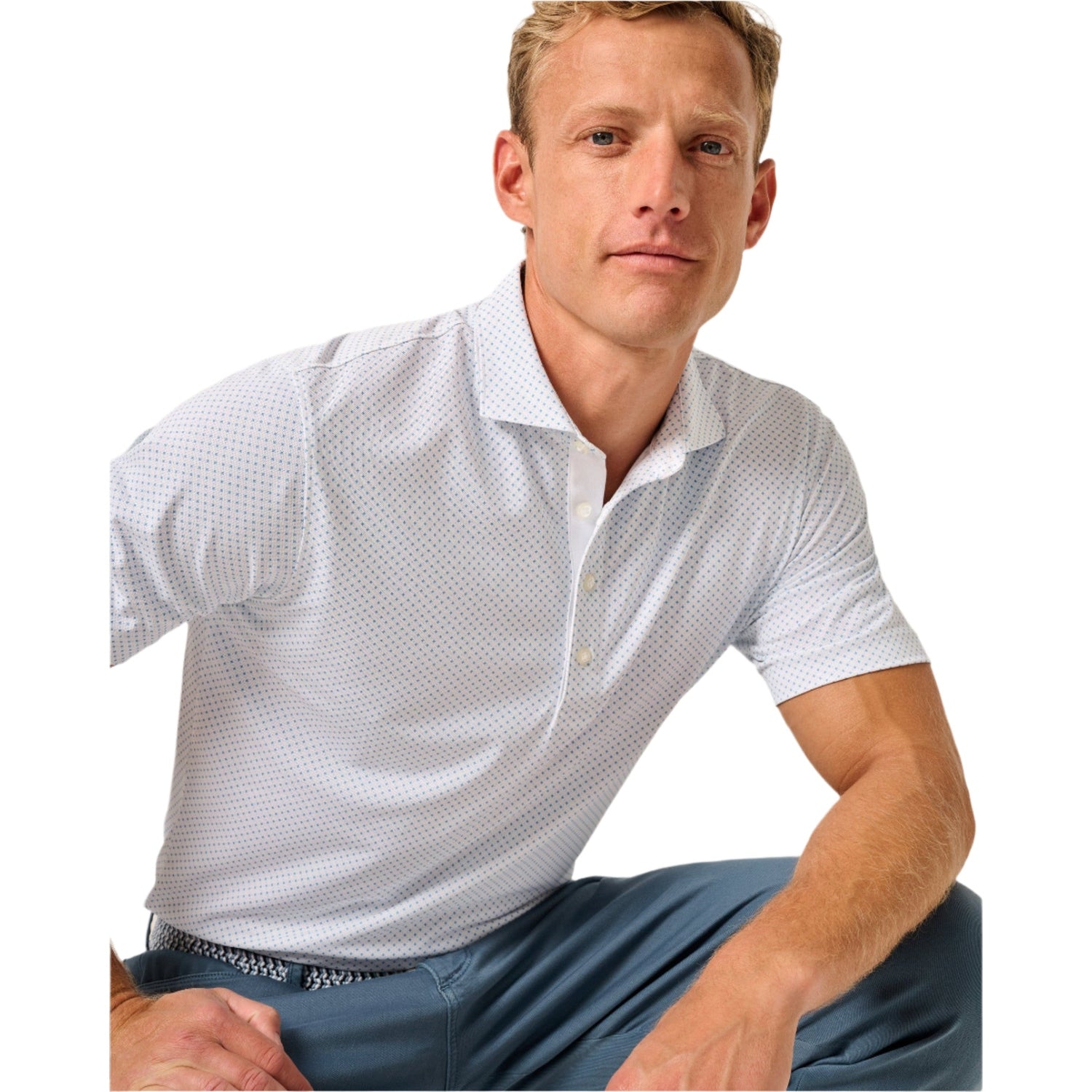 johnnie-O 01. MENS APPAREL - MENS SS SHIRTS - MENS SS POLO Men's Performance Mesh Polo - Cason Print MAJORCA