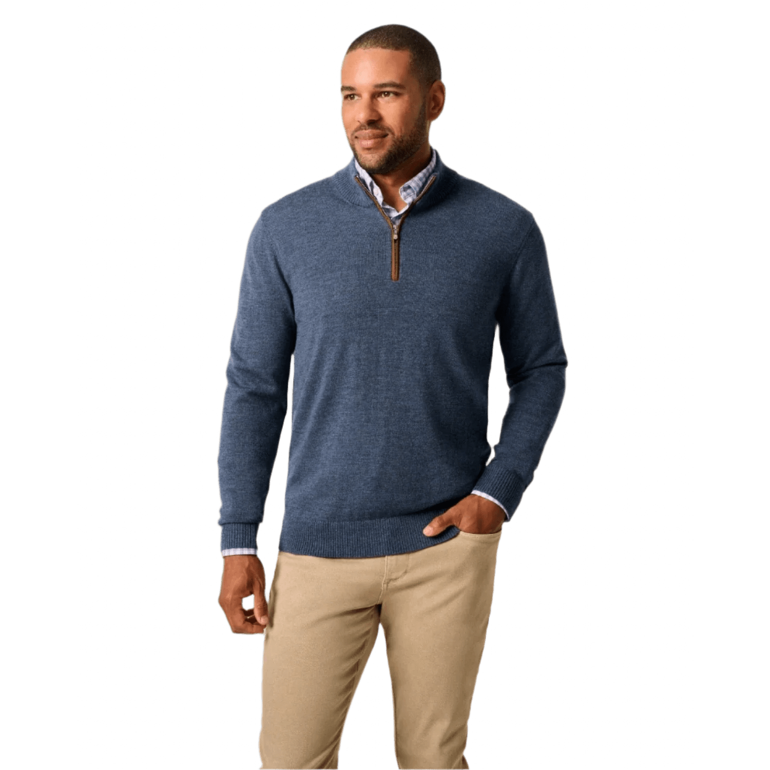 johnnie-O 01. MENS APPAREL - MENS HOODIES|SWEATERS - MENS PO Q ZIP Men's Raynor Merino 1/4 Zip Sweater LAGUNA BLUE