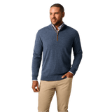 johnnie-O 01. MENS APPAREL - MENS HOODIES|SWEATERS - MENS PO Q ZIP Men's Raynor Merino 1/4 Zip Sweater LAGUNA BLUE