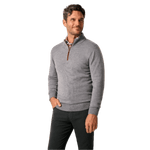 johnnie-O 01. MENS APPAREL - MENS HOODIES|SWEATERS - MENS PO Q ZIP Men's Raynor Merino 1/4 Zip Sweater LIGHT GRAY