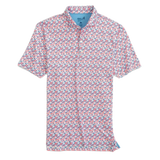 johnnie-O 01. MENS APPAREL - MENS SS SHIRTS - MENS SS POLO Men's Royal Palm Printed Jersey Performance Polo MALIBU RED