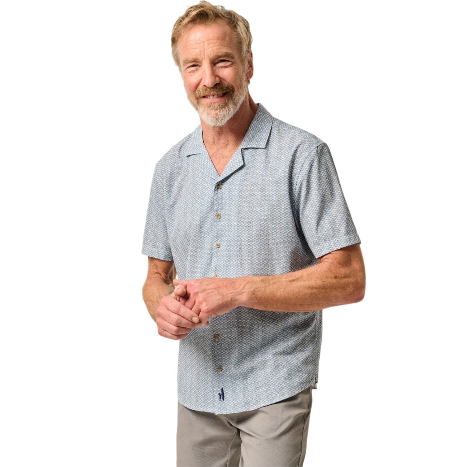 johnnie-O 01. MENS APPAREL - MENS SS SHIRTS - MENS SS BUTTON UP Men's Short Sleeve Hangin' Out Button Up Shirt - Shackleford NAVY