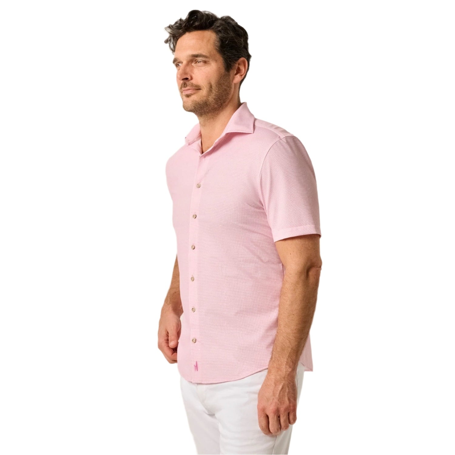 johnnie-O 01. MENS APPAREL - MENS SS SHIRTS - MENS SS BUTTON UP Men's Short Sleeve Hangin' Out Knit Button Up Shirt - Spielman PETAL