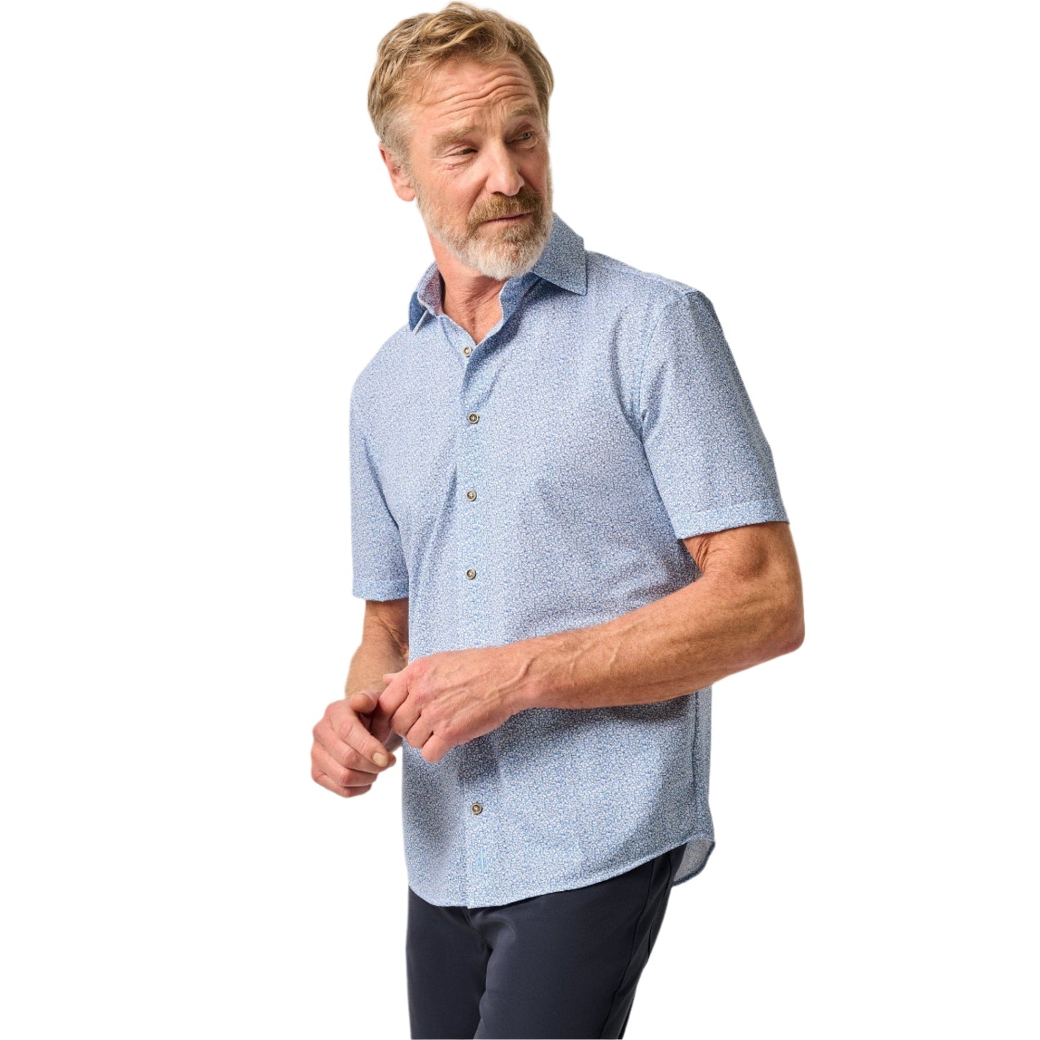 johnnie-O 01. MENS APPAREL - MENS SS SHIRTS - MENS SS BUTTON UP Men's Short Sleeve Hangin' Out Knit Button Up Shirt - Waylan MALIBLU