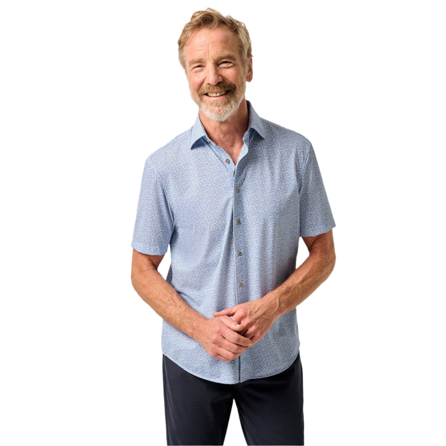 johnnie-O 01. MENS APPAREL - MENS SS SHIRTS - MENS SS BUTTON UP Men's Short Sleeve Hangin' Out Knit Button Up Shirt - Waylan MALIBLU