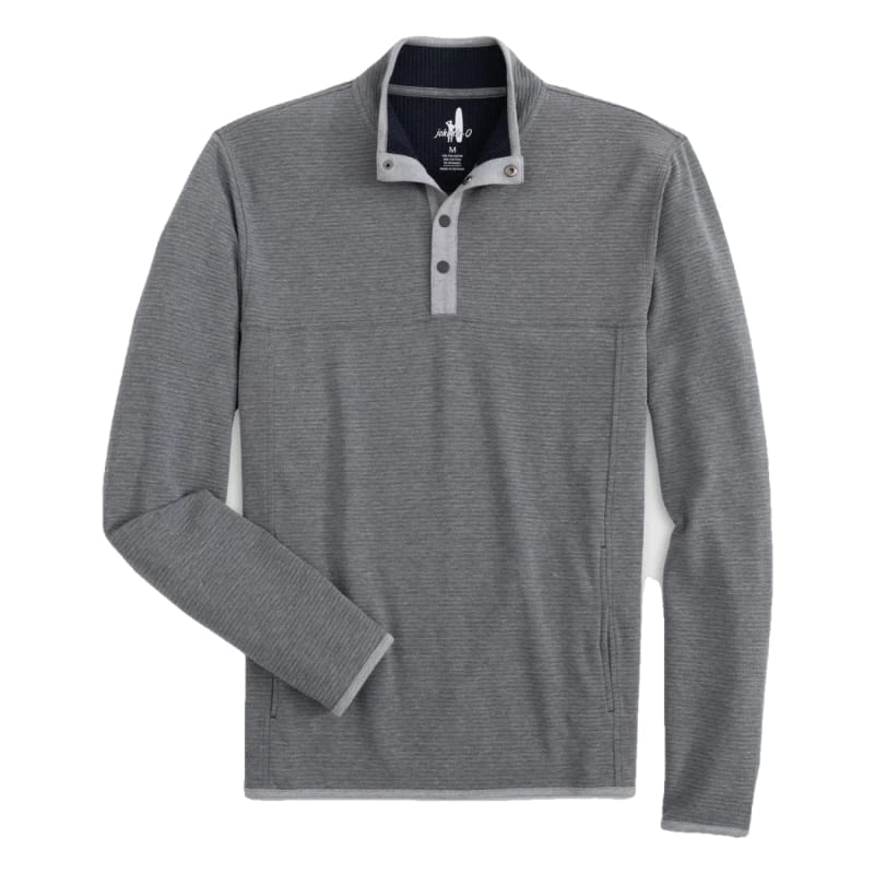 johnnie-O 02. M. INSULATION_FLEECE - M. FLEECE Men's Stamford Quilted Henley Pullover CHARCOAL