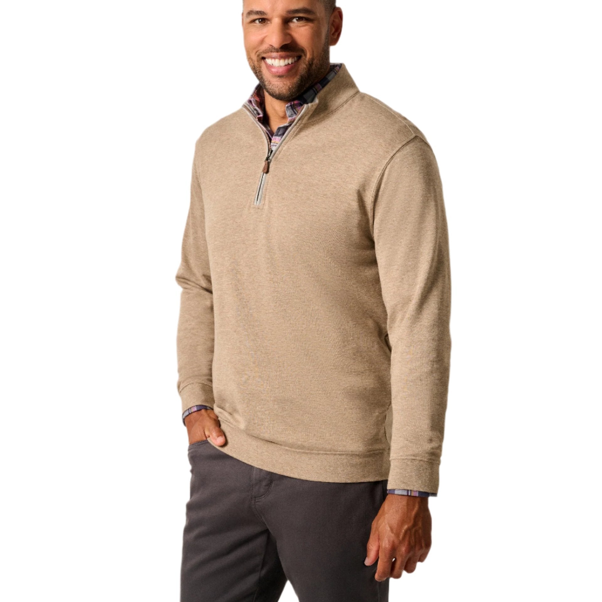 johnnie-O 01. MENS APPAREL - MENS HOODIES|SWEATERS - MENS PO Q ZIP Men's Sully Quarter Zip Pullover CEDAR