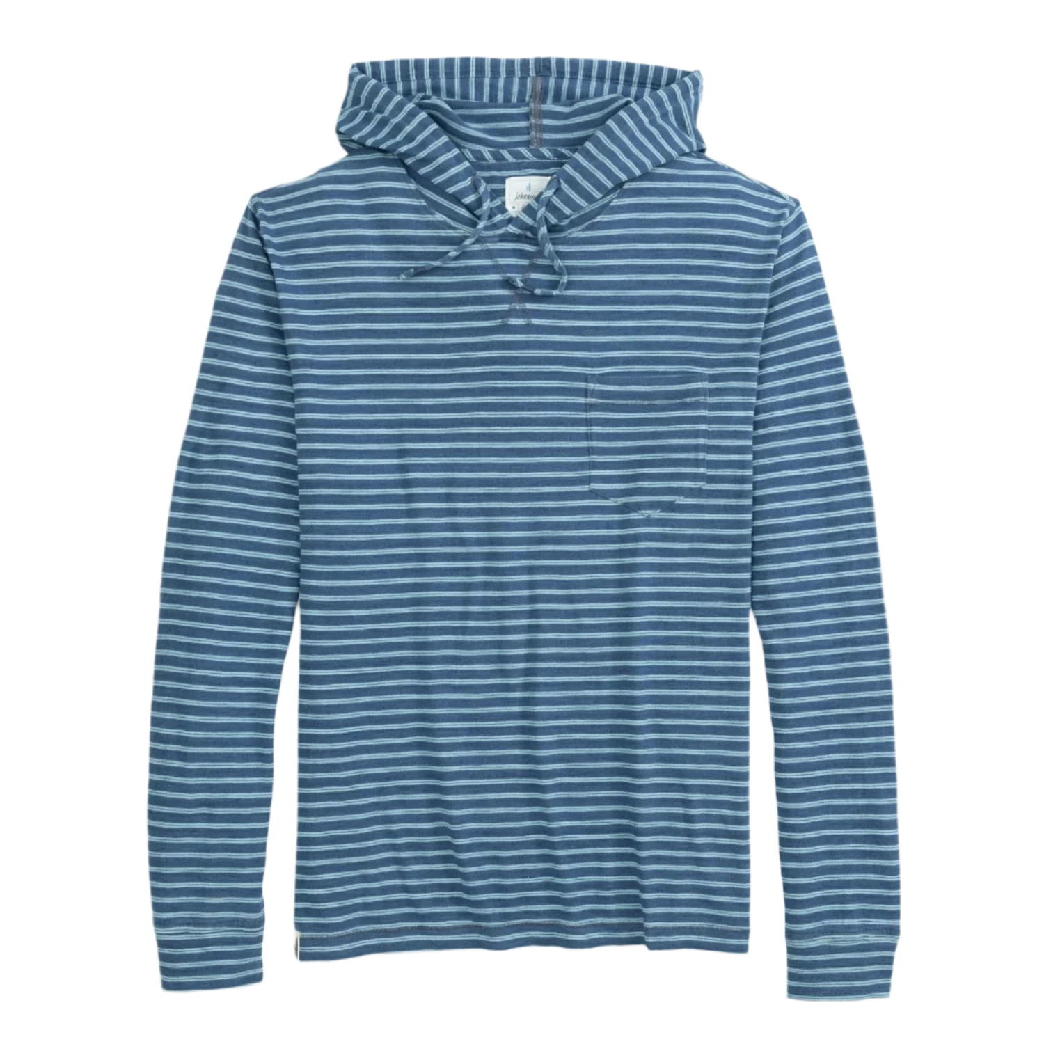 johnnie-O 01. MENS APPAREL - MENS LS SHIRTS - MENS LS HOODY Men's Zeus Striped Cotton Hoodie INDIGO