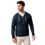 johnnie-O 01. MENS APPAREL - MENS LS SHIRTS - MENS LS HOODY Men's Zoeller Ripple Knit Half-Zip Hoodie INDIGO