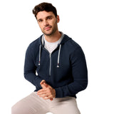 johnnie-O 01. MENS APPAREL - MENS LS SHIRTS - MENS LS HOODY Men's Zoeller Ripple Knit Half-Zip Hoodie INDIGO