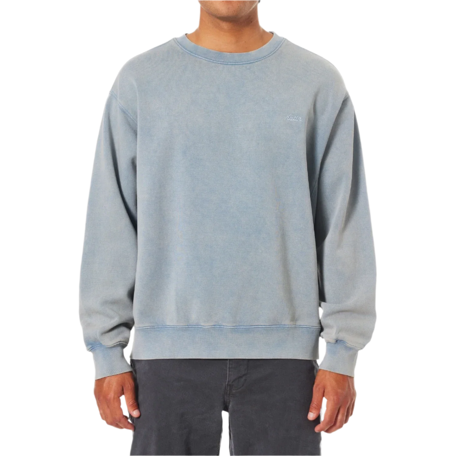 Katin 01. MENS APPAREL - MENS HOODIES|SWEATERS - MENS PO SWEATERS Embroidered Crewneck WBSW WASHED BLUE SAND WASH