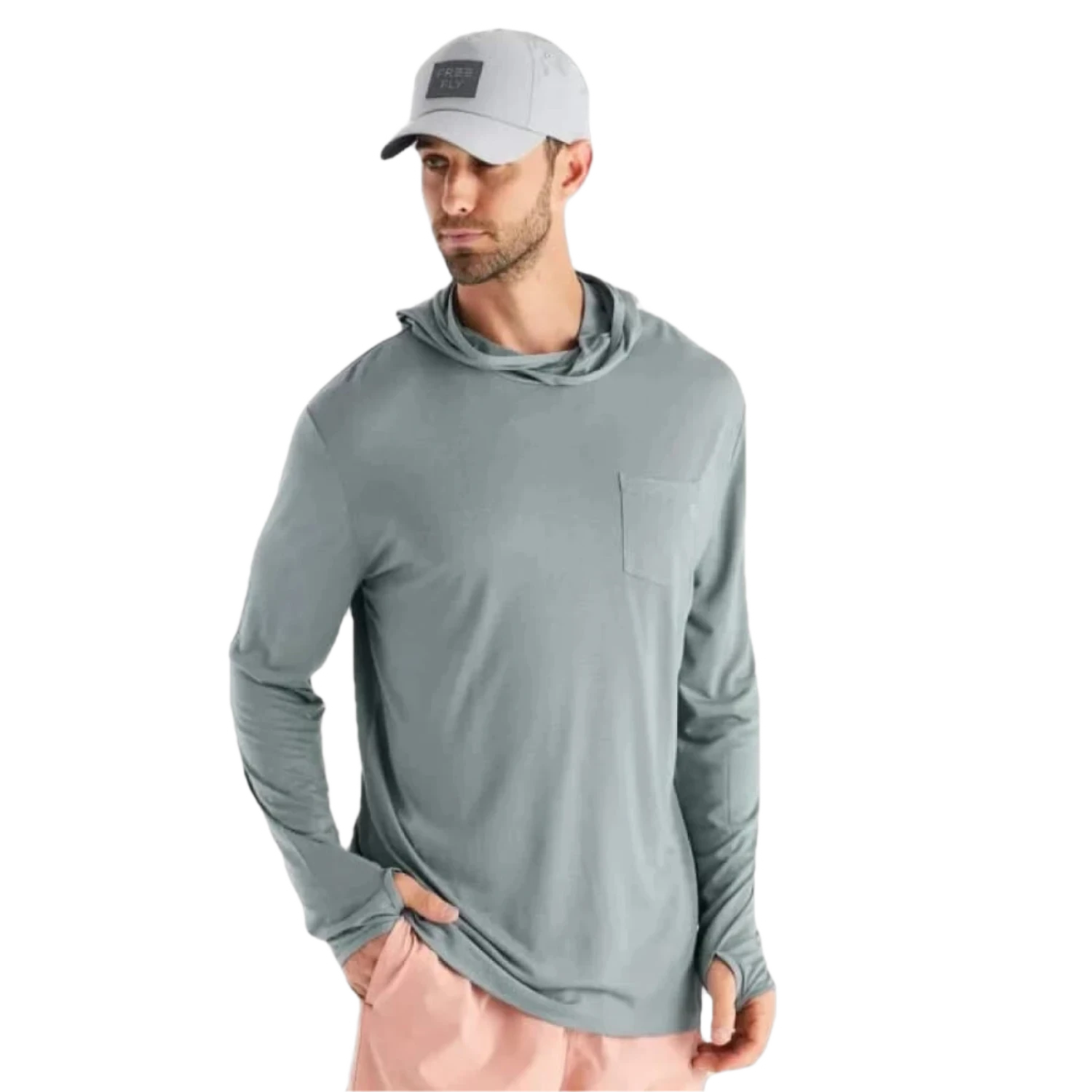 Free Fly Apparel 01. MENS APPAREL - MENS LS SHIRTS - MENS LS HOODY Men's Bamboo Lightweight Hoody SLATE