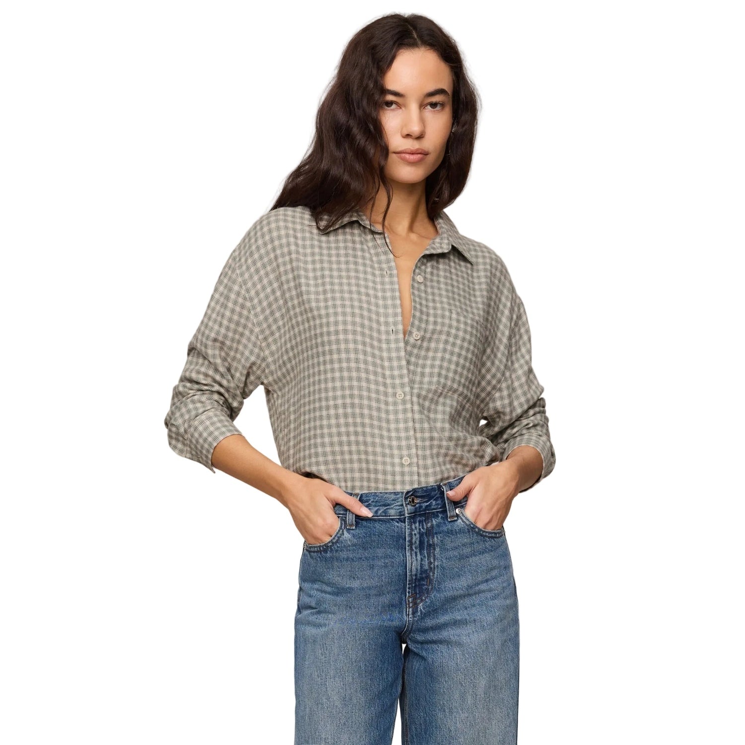 Women’s River Plaid Button Up Z Supply - EMC EMERALD COVE