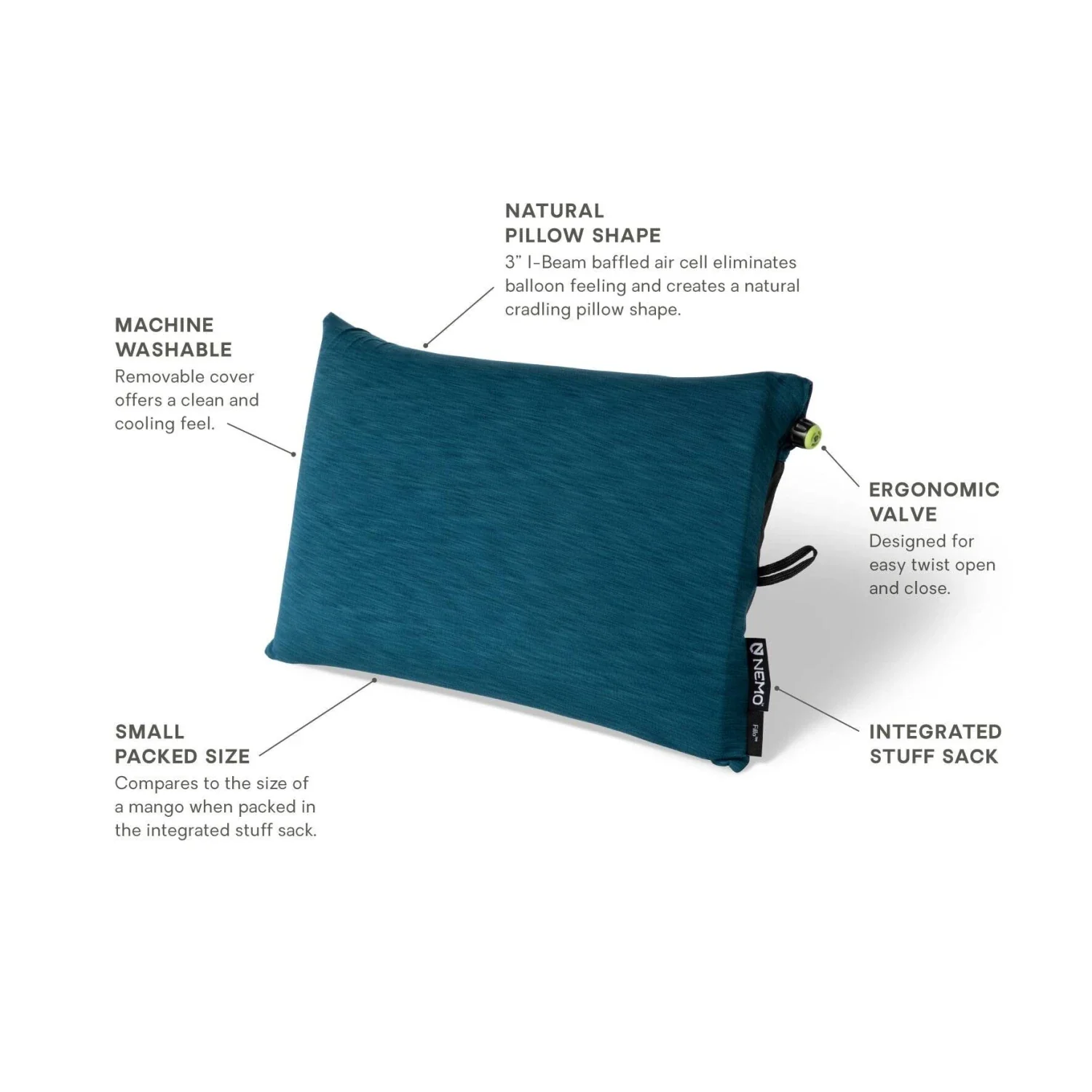 NEMO 12. HARDGOODS - SLEEPING PADS - SLEEPING PADS PILLOW Fillo Backpacking & Camping Pillow ABYSS