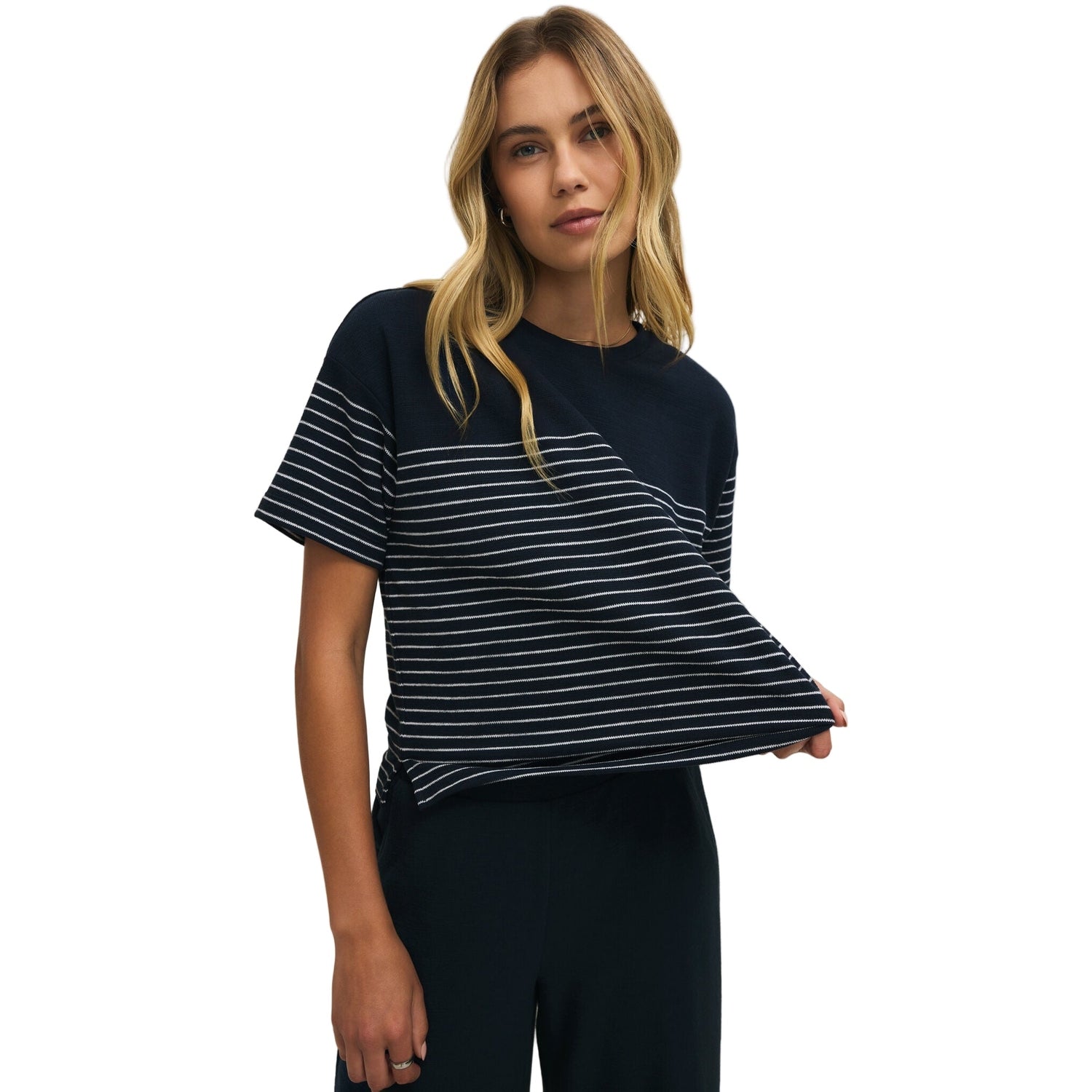Z Supply 02. WOMENS APPAREL - WOMENS SS SHIRTS - WOMENS SS CASUAL Women's Harbor Striped Shirt ECP ECLIPSE