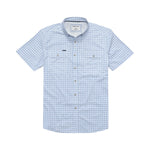 Poncho Outdoors 01. MENS APPAREL - MENS SS SHIRTS - MENS SS BUTTON UP Men's Original Short Sleeve THE ONO|BLUE AND WHITE PLAID | REGULAR: