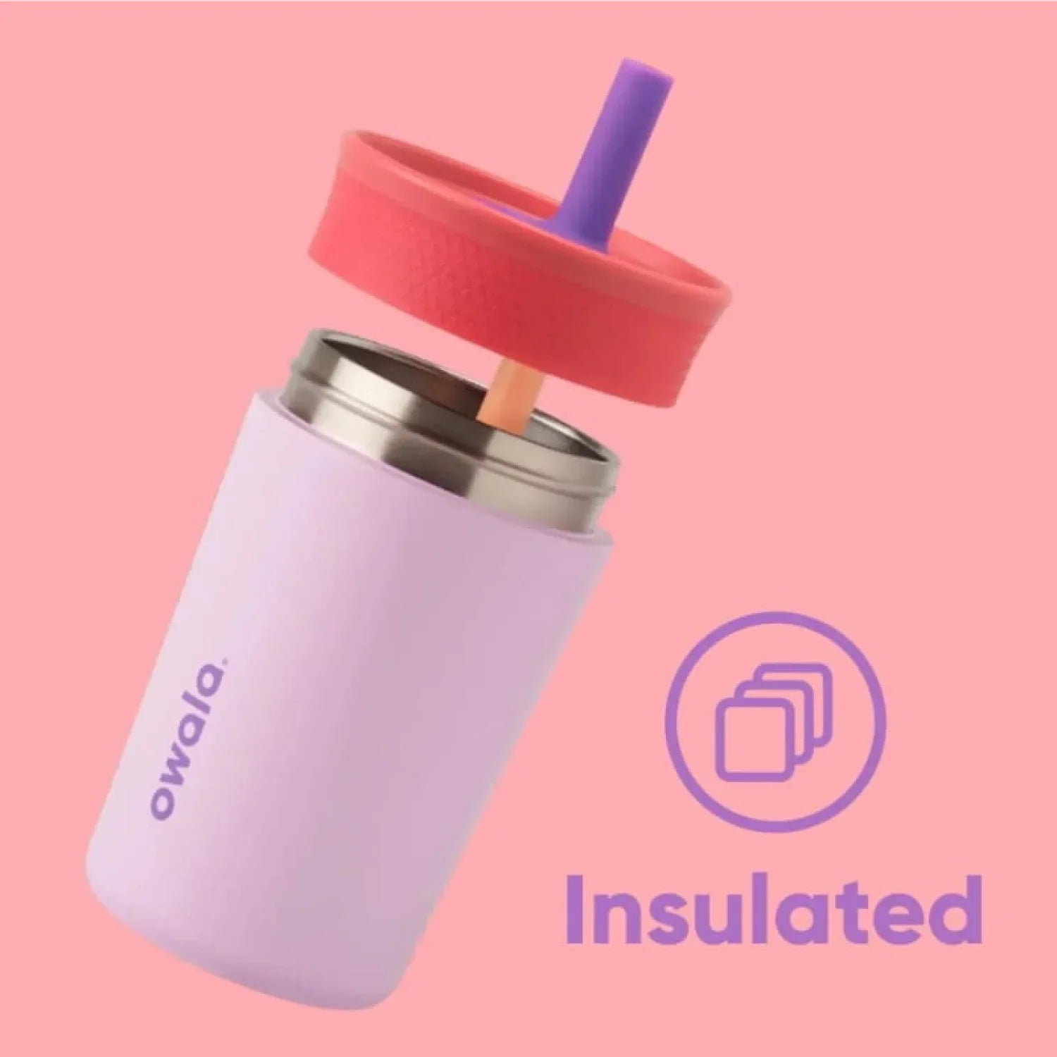 Owala 08. DRINKWARE - CUPS|MUGS - CUPS|MUGS Kids Tumbler Stainless Steel 12 oz LILAC ROCKET