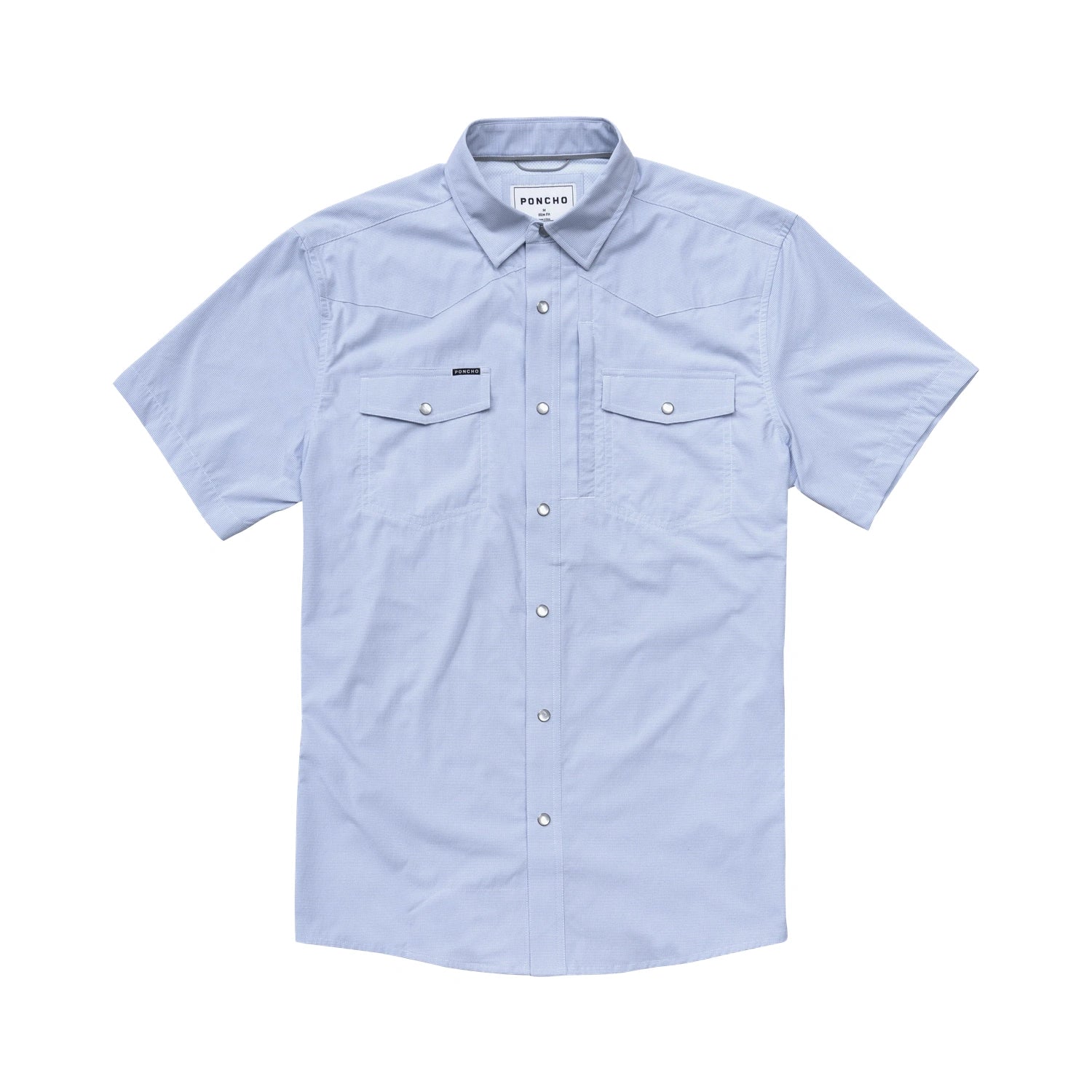 Poncho Outdoors 01. MENS APPAREL - MENS SS SHIRTS - MENS SS BUTTON UP Men's Western Pearl Snap Shirt Short Sleeve THE PADRE|BLUE MICROCHECK | SLIM: