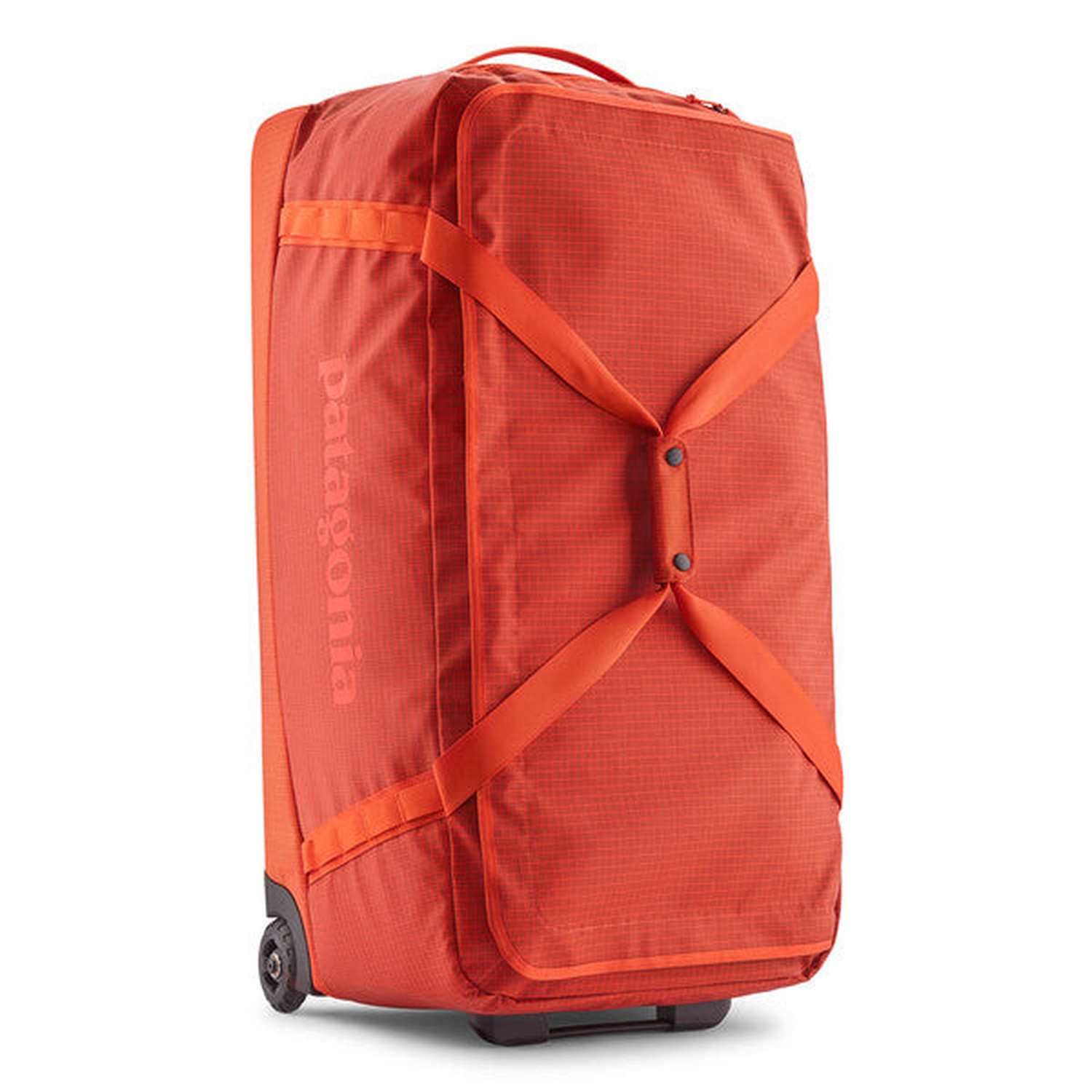 Patagonia 09. PACKS|LUGGAGE - LUGGAGE - ROLLING DUFFLES Black Hole Matte Wheeled Duffel 100L PLNO POLLINATOR ORANGE