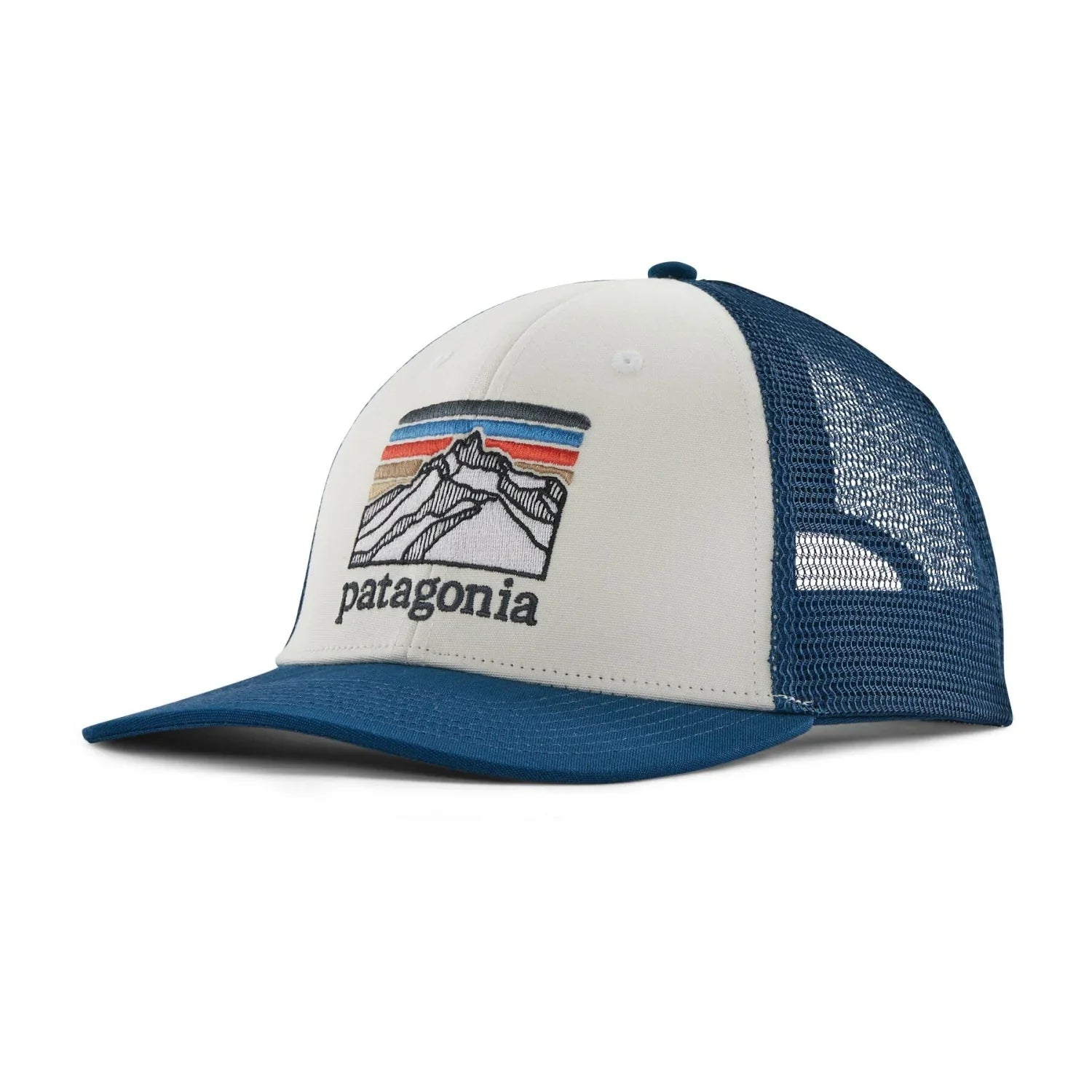 Patagonia 20. HATS_GLOVES_SCARVES - HATS Line Logo Ridge LoPro Trucker Hat WHLM WHITE W LAGOM BLUE
