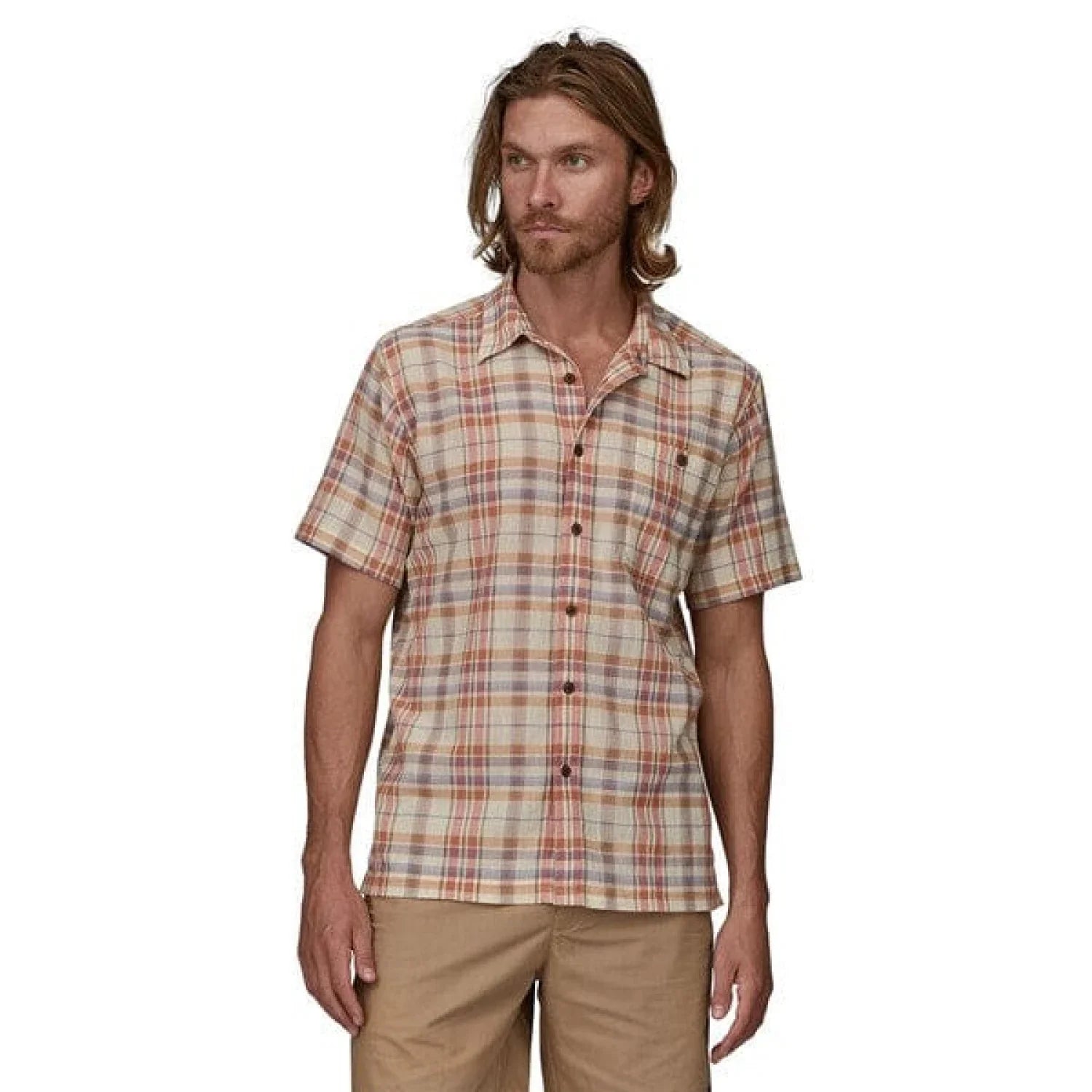 Patagonia 01. MENS APPAREL - MENS SS SHIRTS - MENS SS BUTTON UP Men's A/C Button-Up Shirt PTCL PAINT PLAID | QUARTZ CORAL