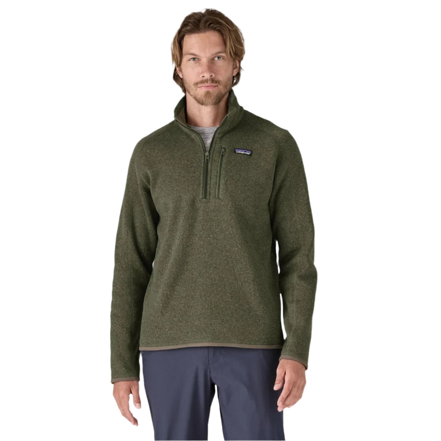 Patagonia 01. MENS APPAREL - MENS HOODIES|SWEATERS - MENS PO Q ZIP Men's Better Sweater 1/4 Zip Fleece INDUSTRIAL GREEN