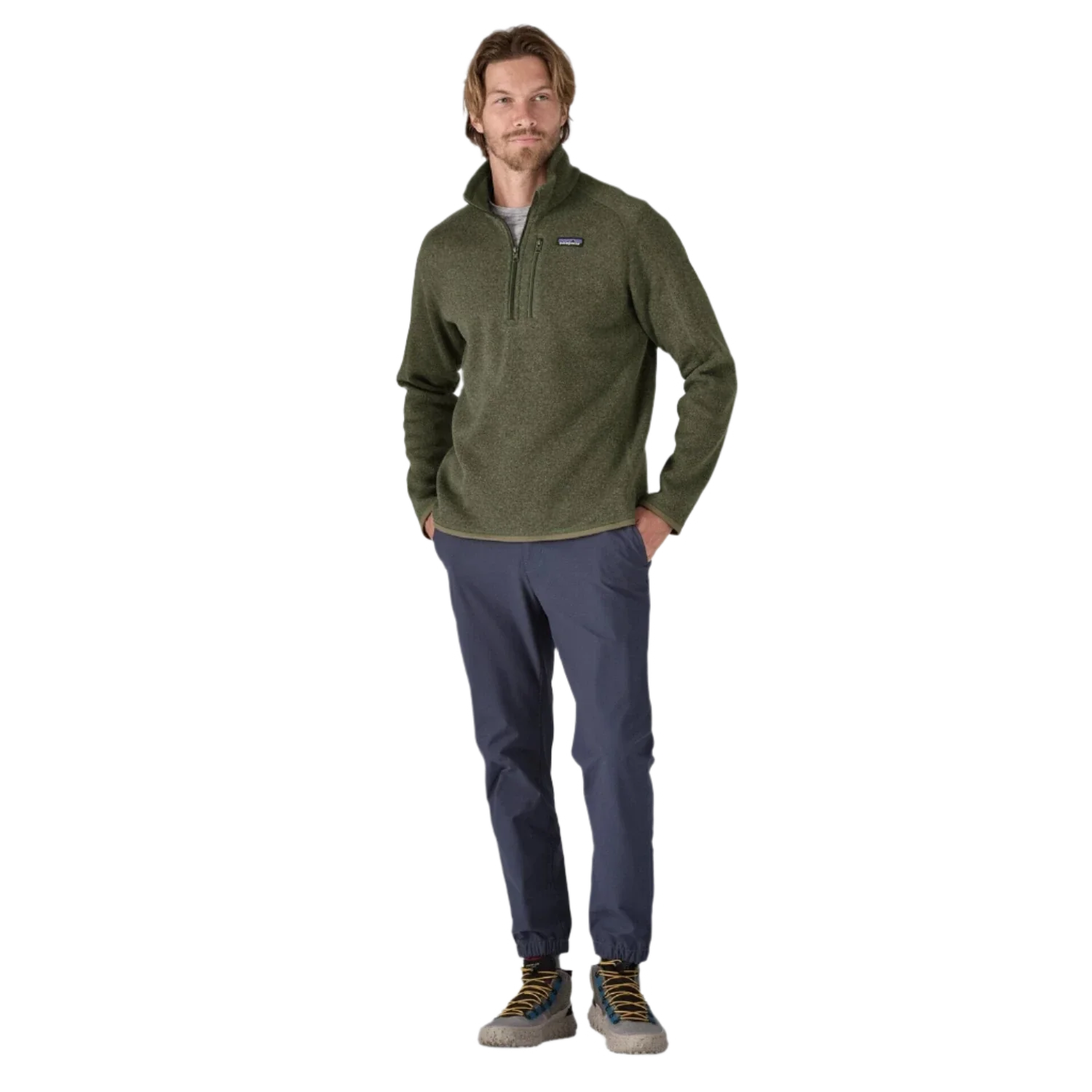 Patagonia 01. MENS APPAREL - MENS HOODIES|SWEATERS - MENS PO Q ZIP Men's Better Sweater 1/4 Zip Fleece INDUSTRIAL GREEN