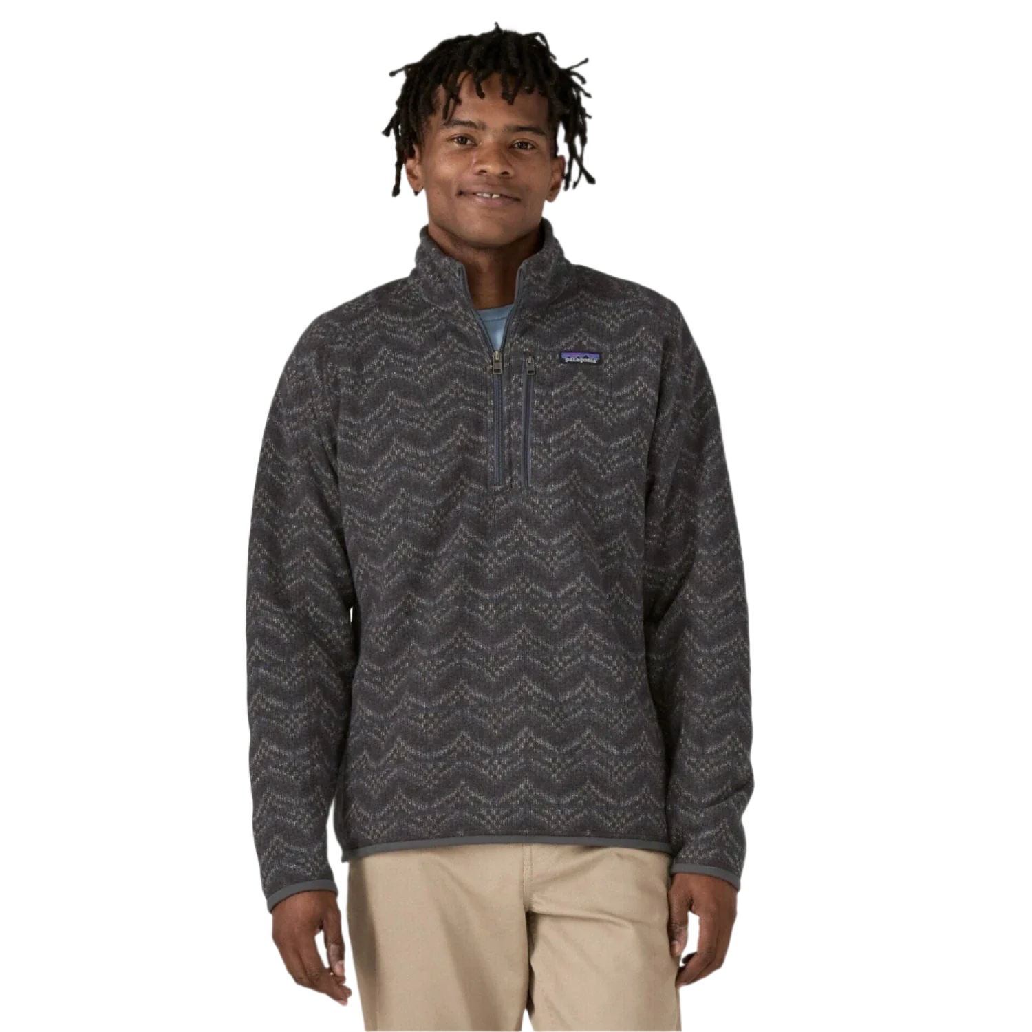 Patagonia 01. MENS APPAREL - MENS HOODIES|SWEATERS - MENS PO Q ZIP Men's Better Sweater 1/4 Zip Fleece ILFO ISLAND ESCAPE: FORGE GREY