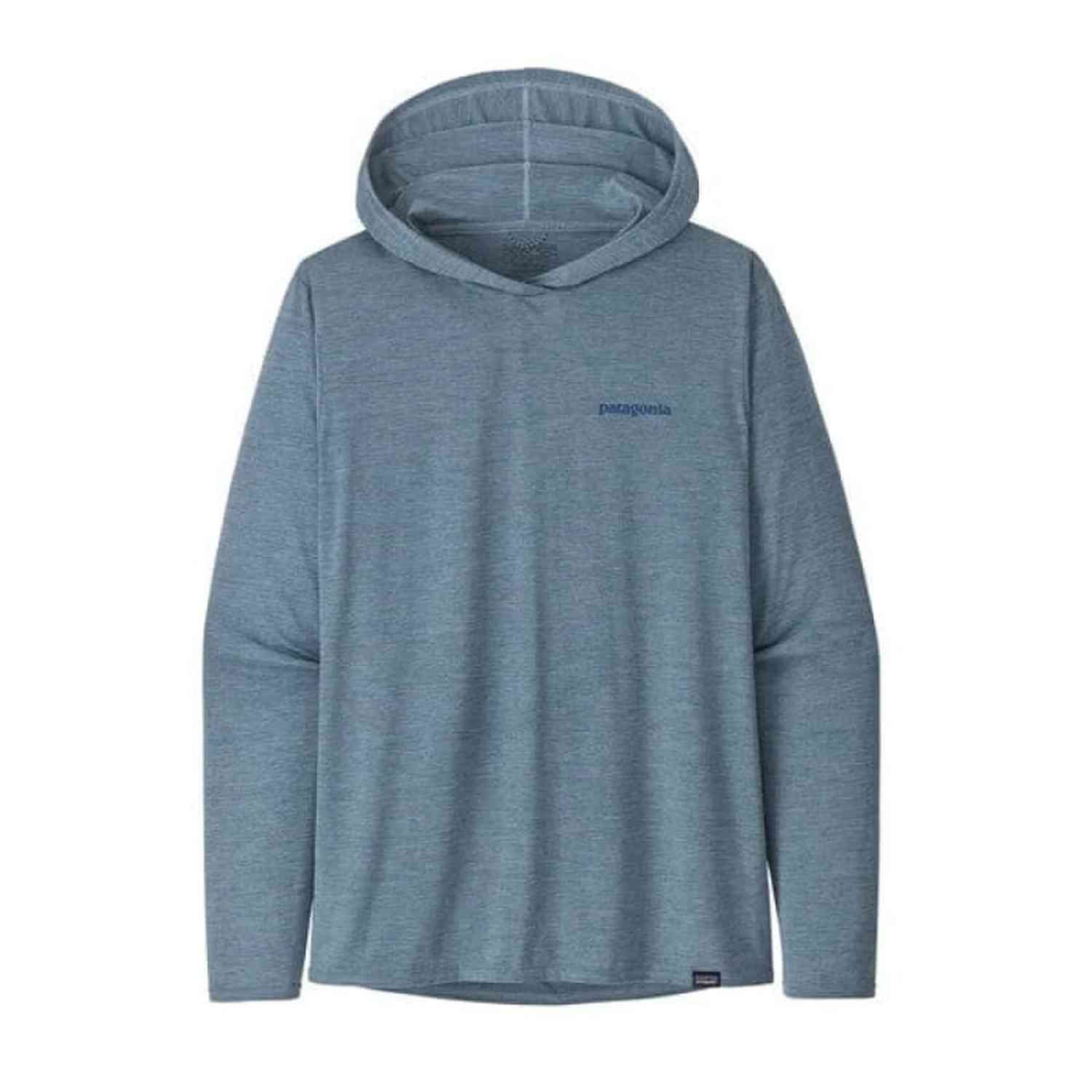 Patagonia 01. MENS APPAREL - MENS LS SHIRTS - MENS LS HOODY Men's Capilene® Cool Daily Graphic Hoody BOARDSHORT LOGO| LIGHT PLUME GREY X-DYE