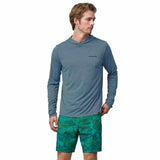 Patagonia 01. MENS APPAREL - MENS LS SHIRTS - MENS LS HOODY Men's Capilene® Cool Daily Graphic Hoody BLUX BOARDSHORT LOGO|UTILITY BLUE X-DYE