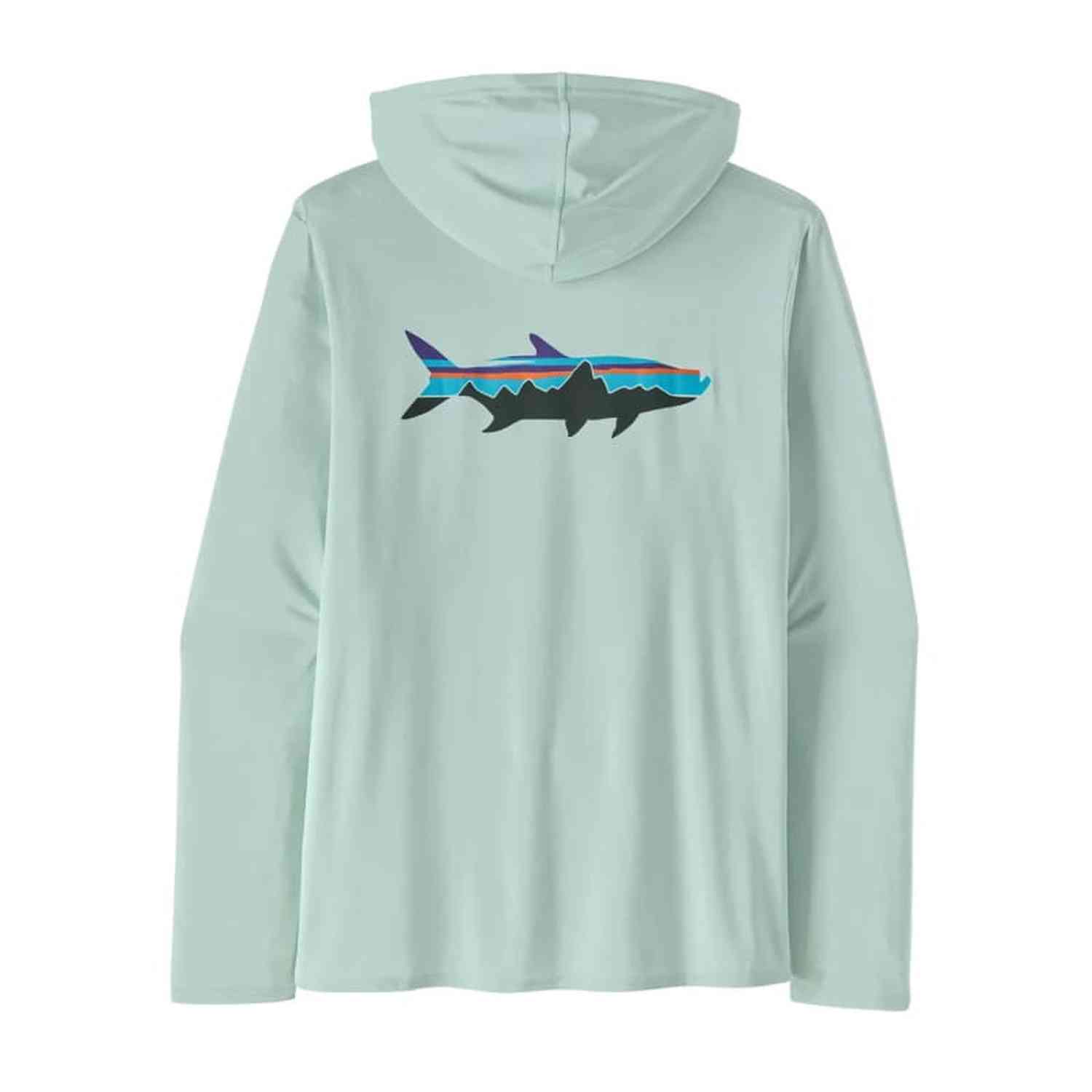 Patagonia 01. MENS APPAREL - MENS LS SHIRTS - MENS LS HOODY Men's Capilene® Cool Daily Graphic Hoody FTWX FITZ ROY TARPON|WISPY GREEN X-DYE