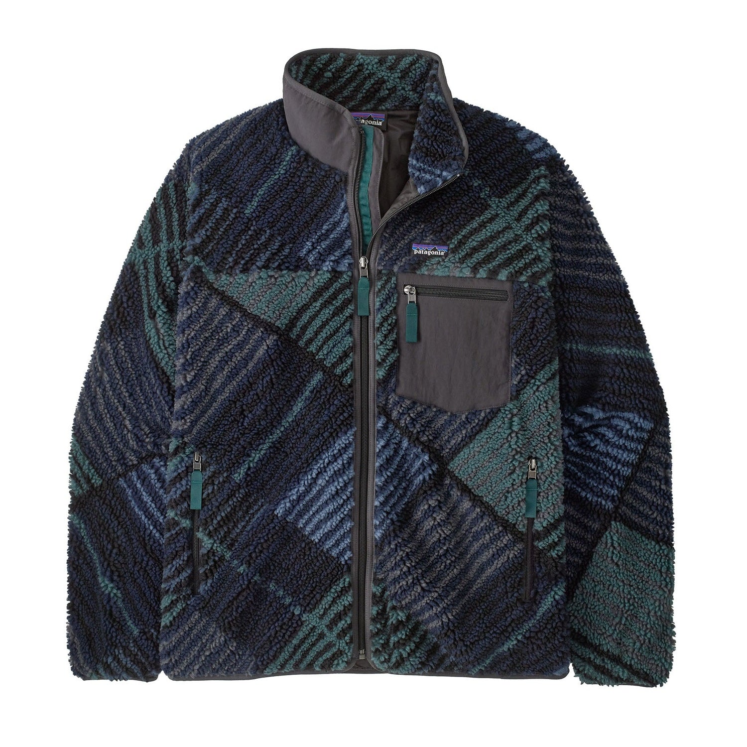 Patagonia 01. MENS APPAREL - MENS JACKETS - MENS JACKETS FLEECE Men's Classic Retro-X® Fleece Jacket RQIN RAINFALL QUILT| INK BLACK