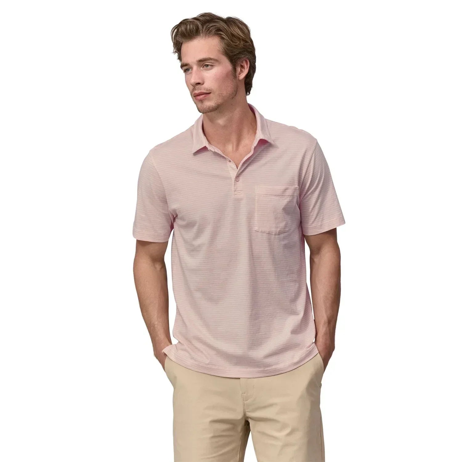Patagonia 01. MENS APPAREL - MENS SS SHIRTS - MENS SS POLO Men's Daily Polo HILP HIGHLIGHT|LIGHT PLUME GREY