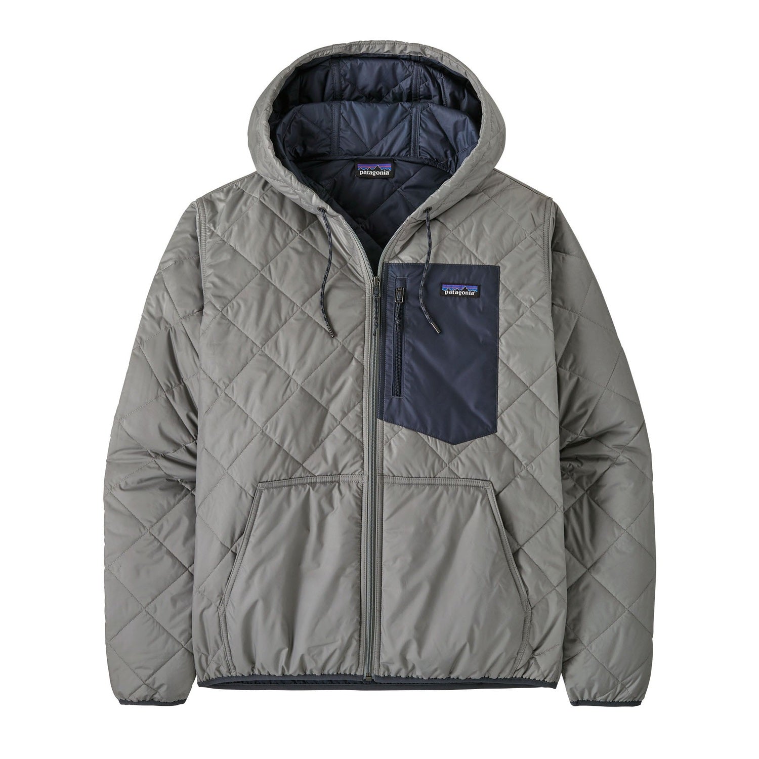 Patagonia 01. MENS APPAREL - MENS HOODIES|SWEATERS - MENS PO HOODY Men's Diamond Quilted Bomber Hoody FEGY FOREVER GREY