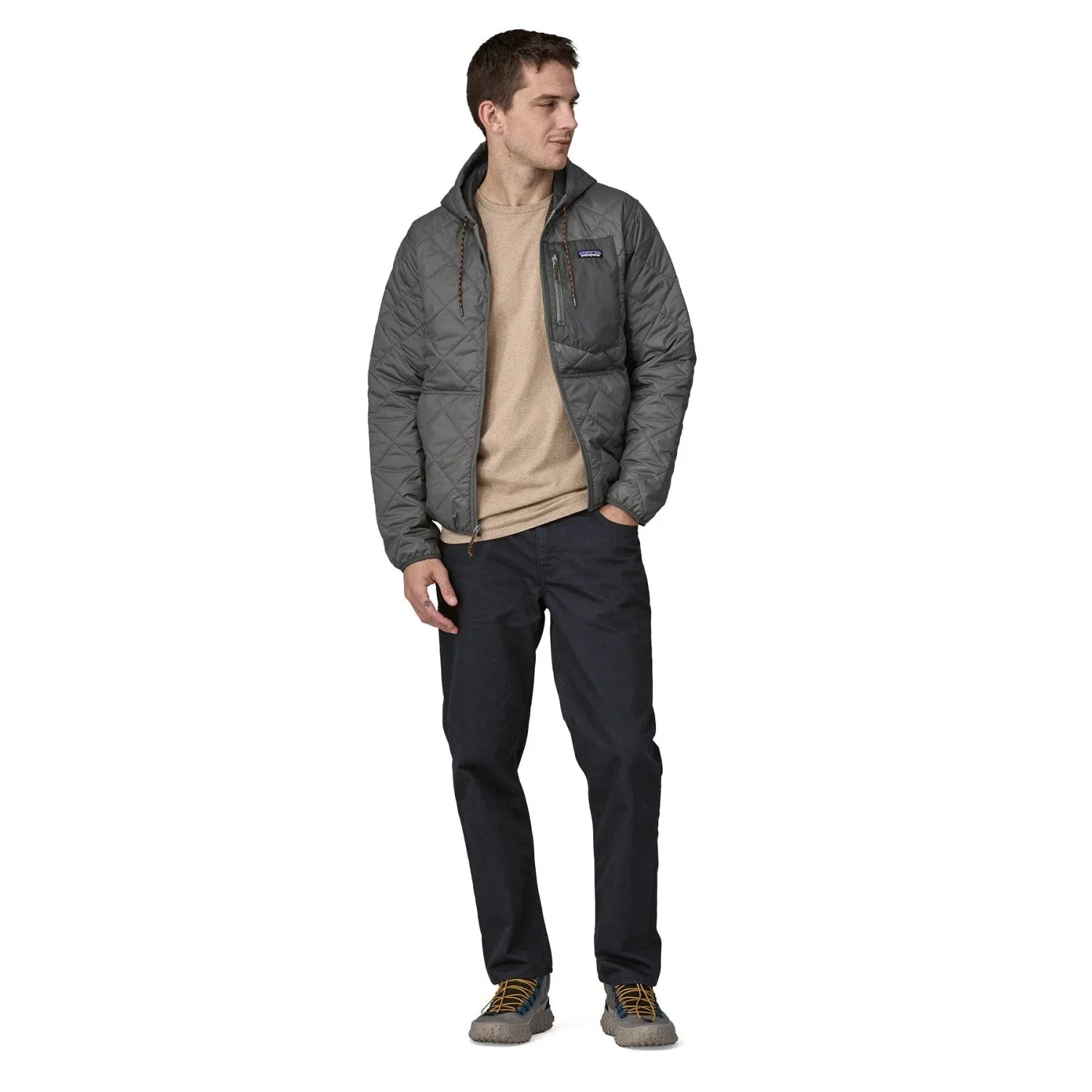 Patagonia 01. MENS APPAREL - MENS HOODIES|SWEATERS - MENS PO HOODY Men's Diamond Quilted Bomber Hoody NGRY NOBLE GREY