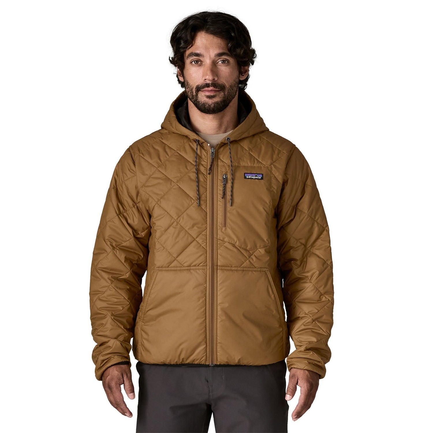Patagonia 01. MENS APPAREL - MENS HOODIES|SWEATERS - MENS PO HOODY Men's Diamond Quilted Bomber Hoody DRBN DEER BROWN