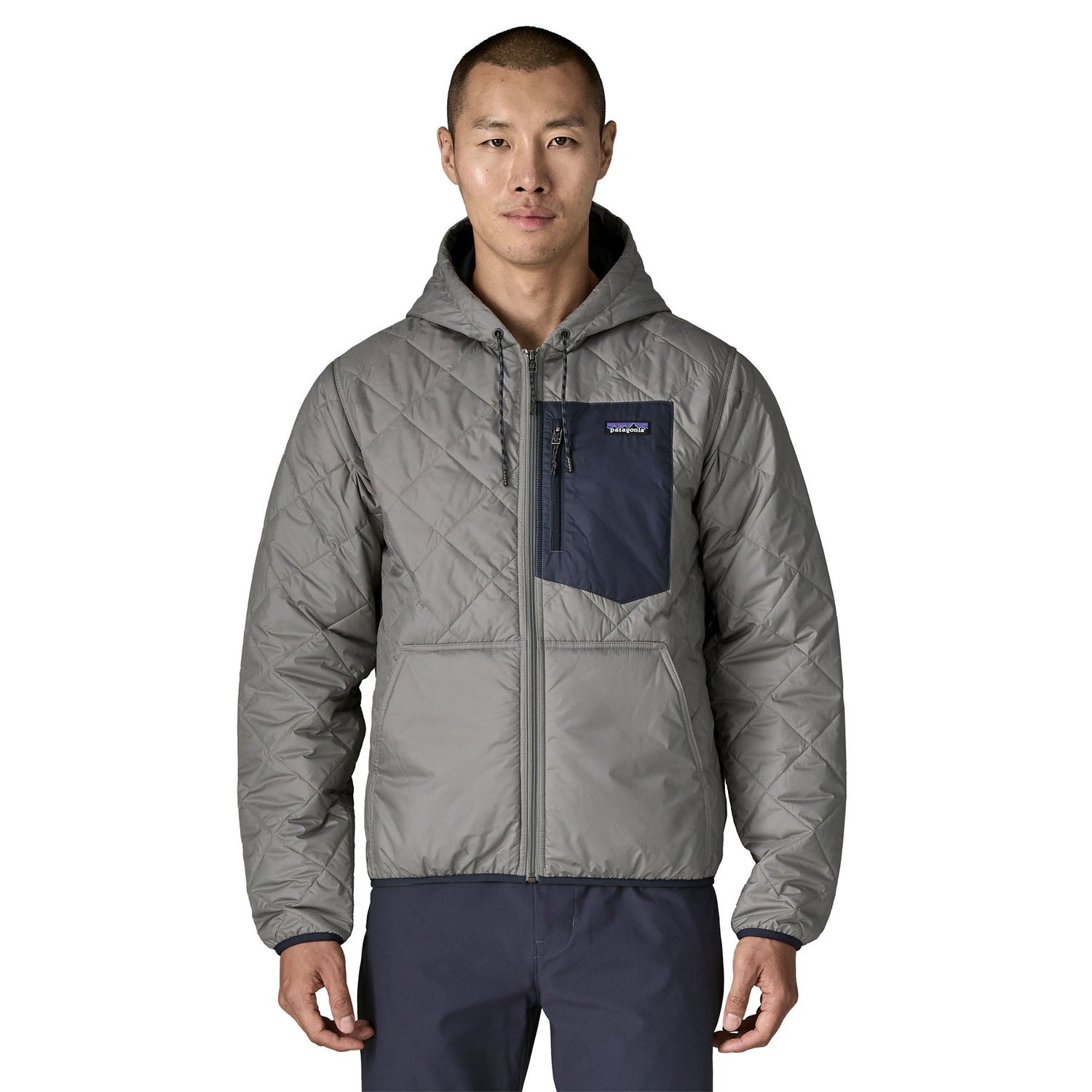Patagonia 01. MENS APPAREL - MENS HOODIES|SWEATERS - MENS PO HOODY Men's Diamond Quilted Bomber Hoody FEGY FOREVER GREY