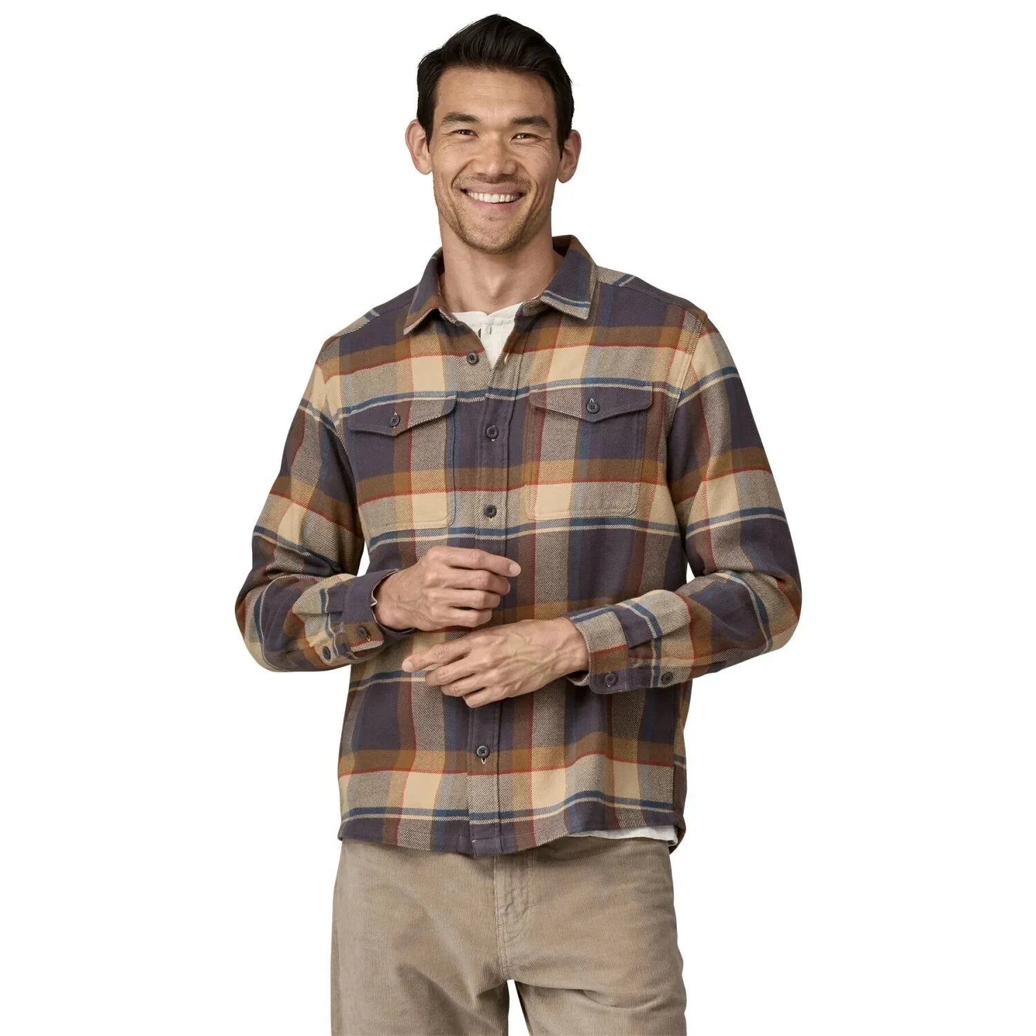 Patagonia 01. MENS APPAREL - MENS LS SHIRTS - MENS LS BUTTON UP Men's Fjord Flannel Shirt SRFY SUNRISE RIDGE: FORGE GREY